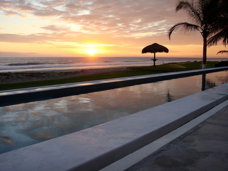 Sunset, view from the pool