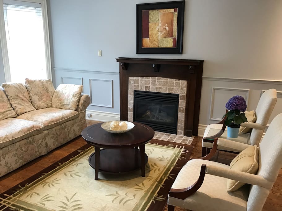 Living room with bay window