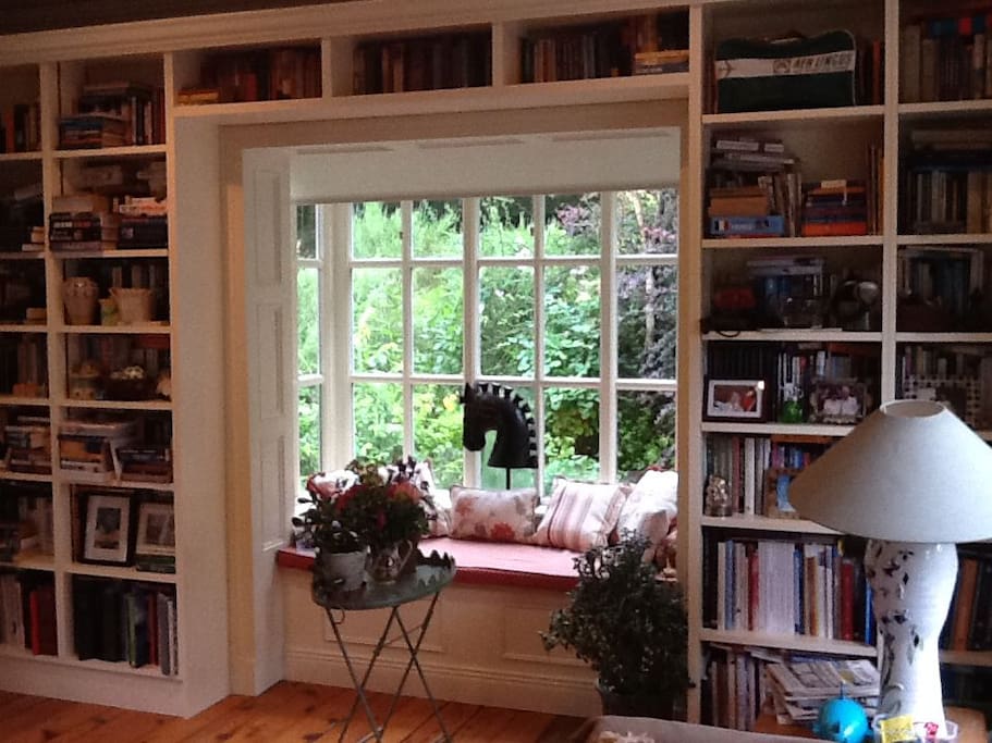 Living room and library