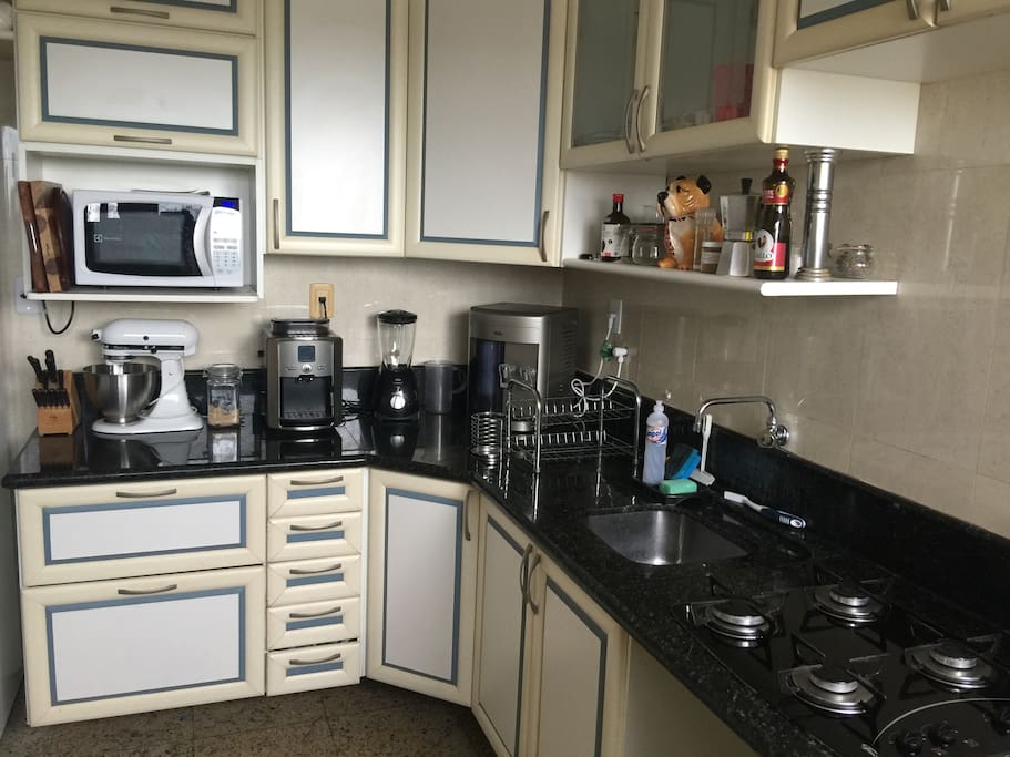Bright modern kitchen with american appliances including an automatic expresso machine and a refrigerated water filter system that has an endless supply of natural and ice-cold water!