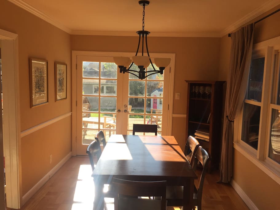 Dining room with French doors to deck