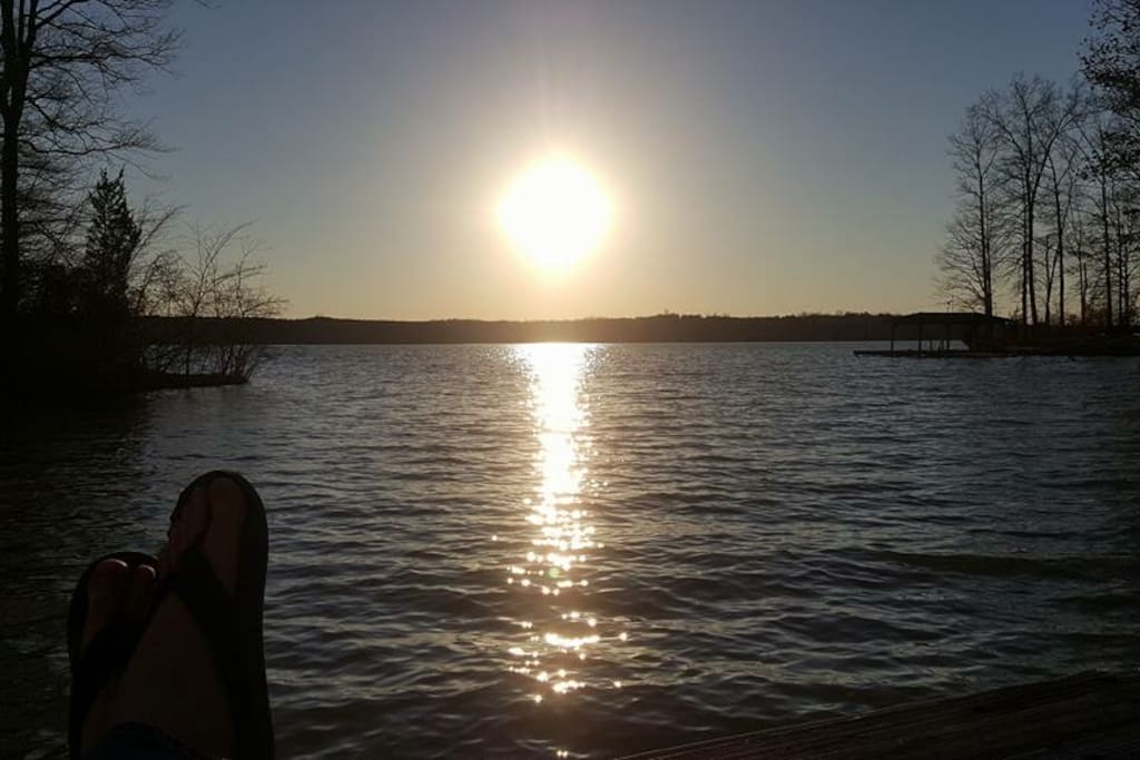 Sunset over the lake from the dock.