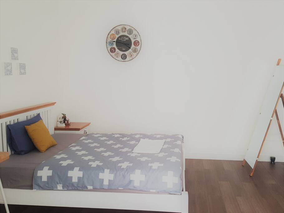 View of the bed