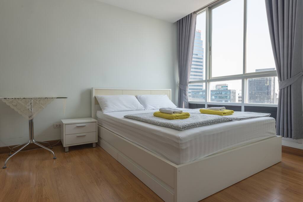 Located on eight floor, free view out of window