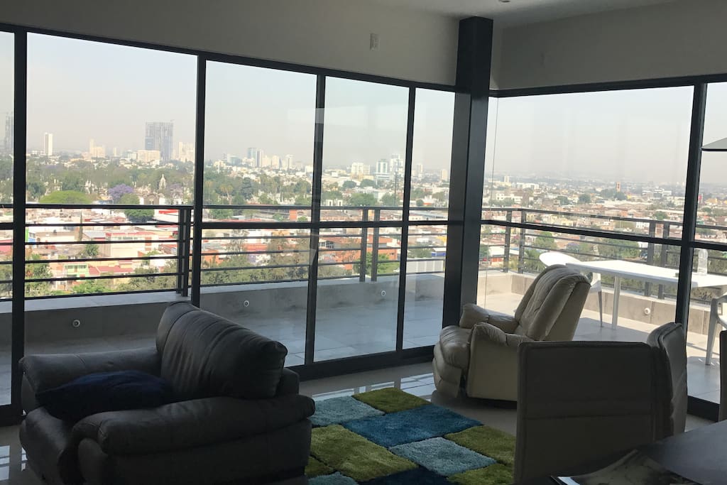 Living room, leading out to the balcony