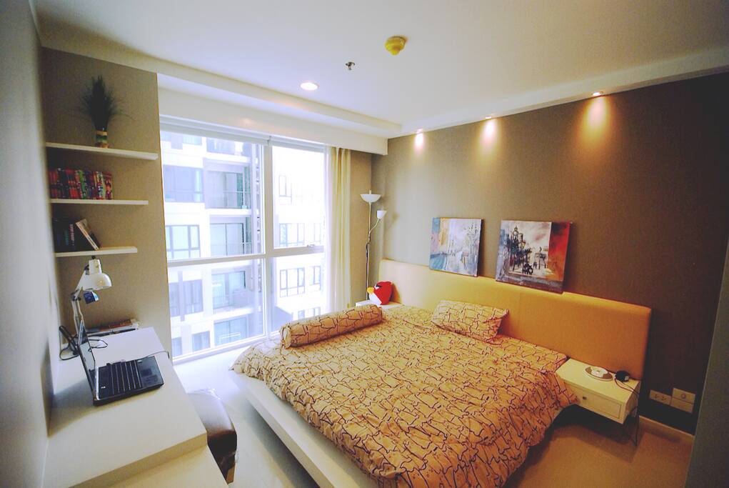 King Size Bed, with all comfortable bedclothes