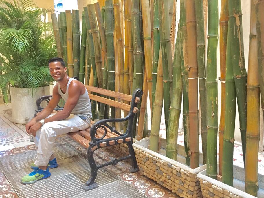 Darian in the new Bamboo garden