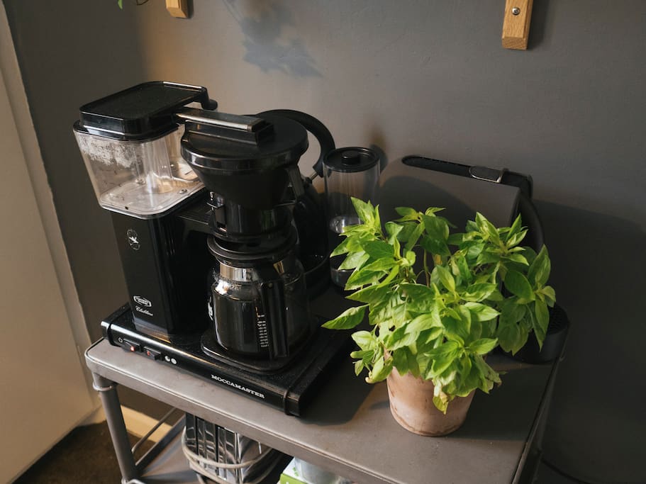 Moccamaster, nespresso maker and boiler.