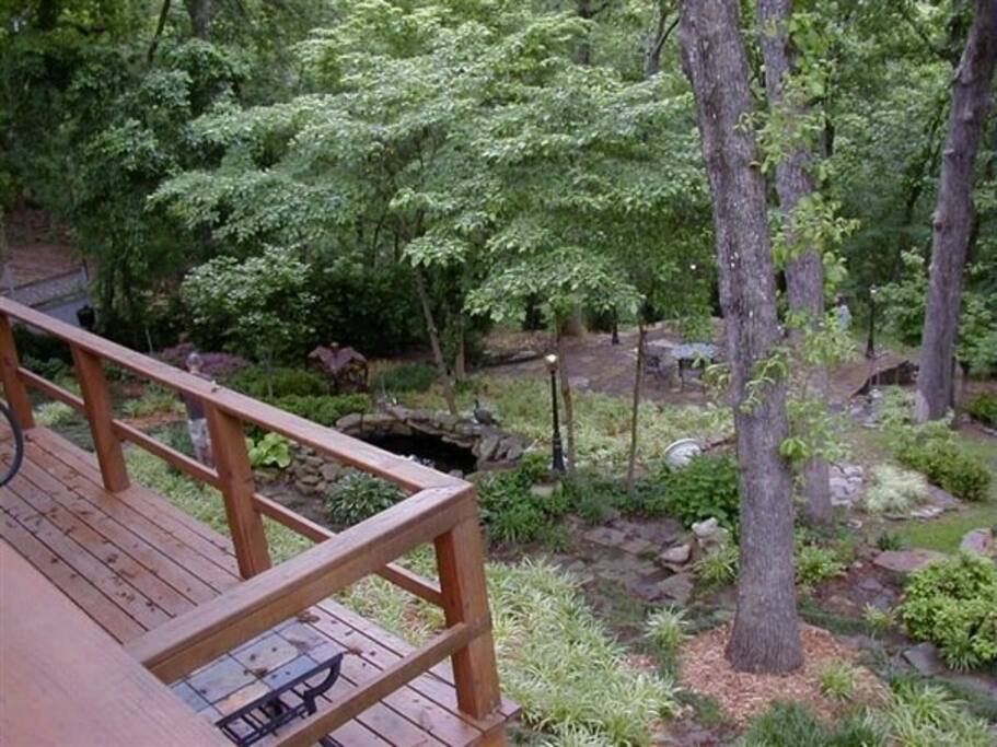 Deck perfect for barbecue, nature watching or sitting by the fire pit.