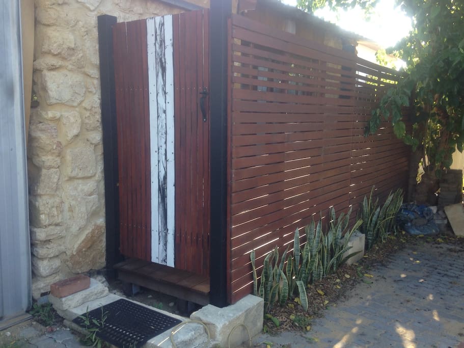 Your private entrance to the limestone studio off the laneway, under a huge mulberry tree.