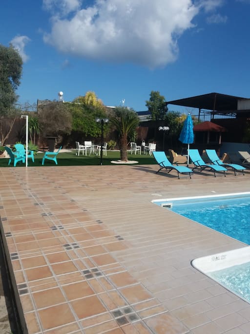 Garden and pool area with outdoor Bar and BBQ