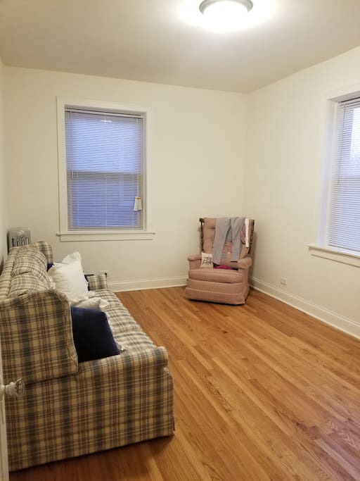 Large bedroom with fold out couch
