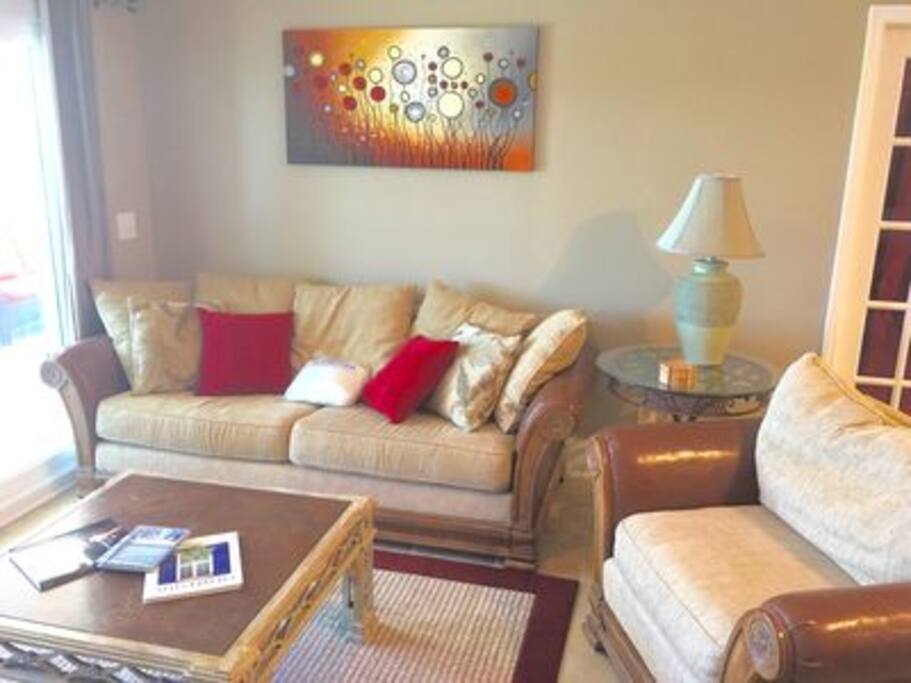 Living Room with Comfortable Tommy Bahama Leather Armed Furniture - Sleeper Sofa!