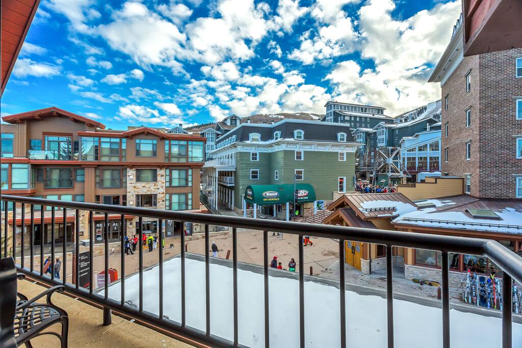 Relax and enjoy the views and people watching from the private balcony.