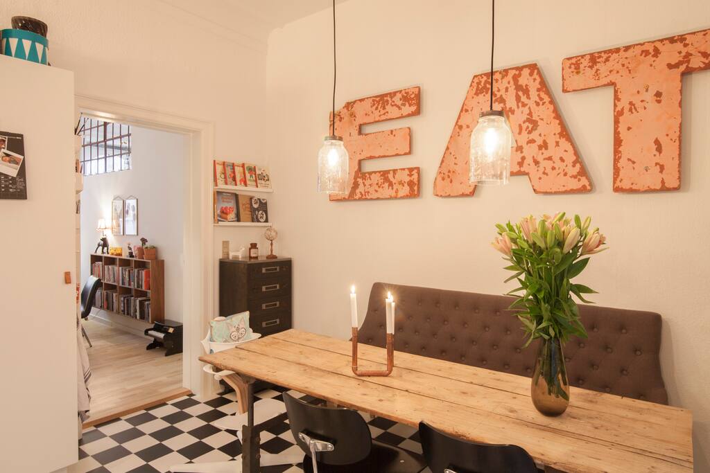 The spacious kitchen where you can spend hours sitting comfortably enjoying a meal or a glass of wine