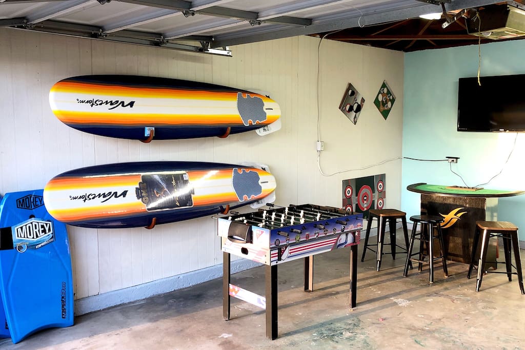 Gameroom: Play blackjack, foosball, or hit the beach.
