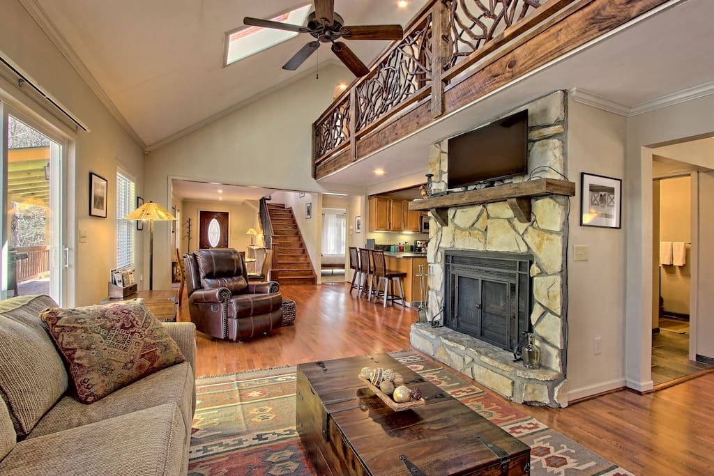 Spacious with rustic styling.