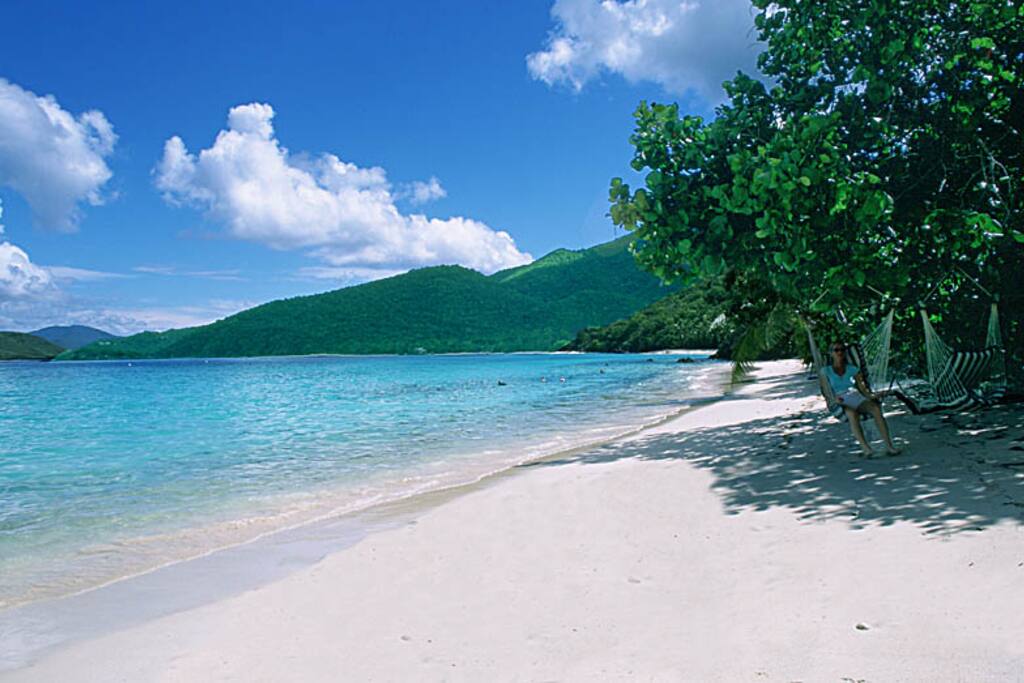 Our beach at Peter Bay is smaller than Trunk and Cinnamon but usually you are the only one there.