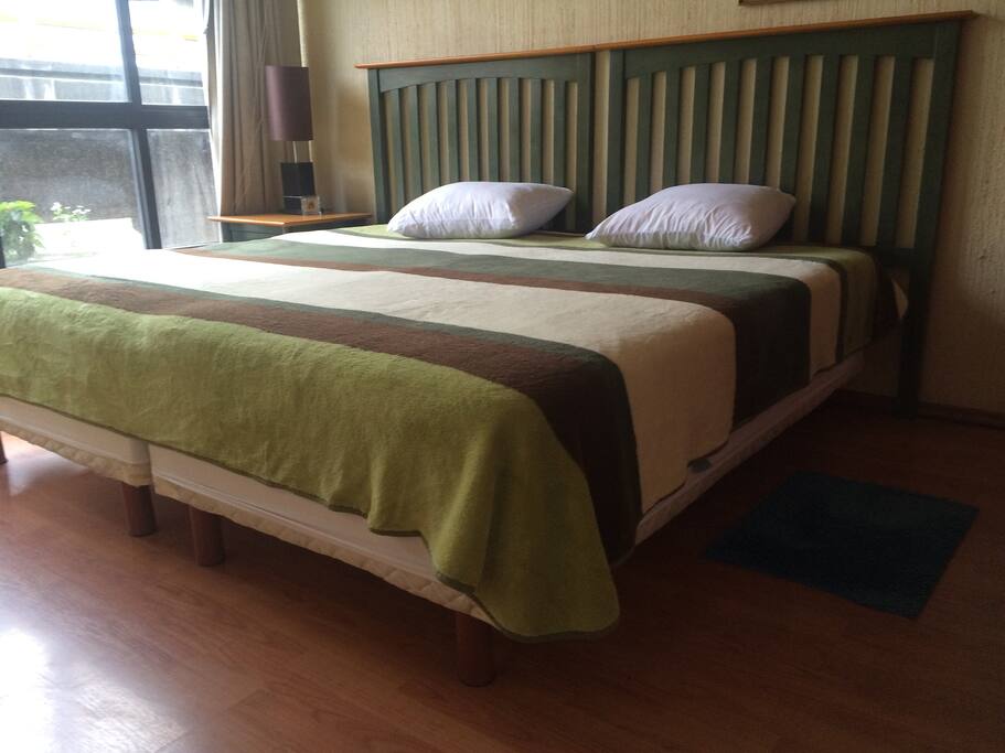 Es una habitación, muy amplia y cómoda, son dos camas individuales, pero se puede usar como king size.
