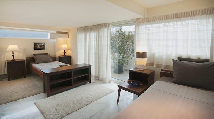 1号卧室设有两张1米宽单人床