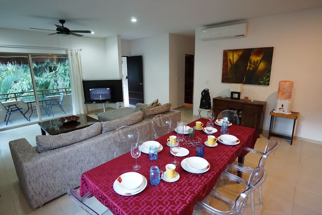 This cute little dining area is the best place to enjoy your meal + Living area & Balcony