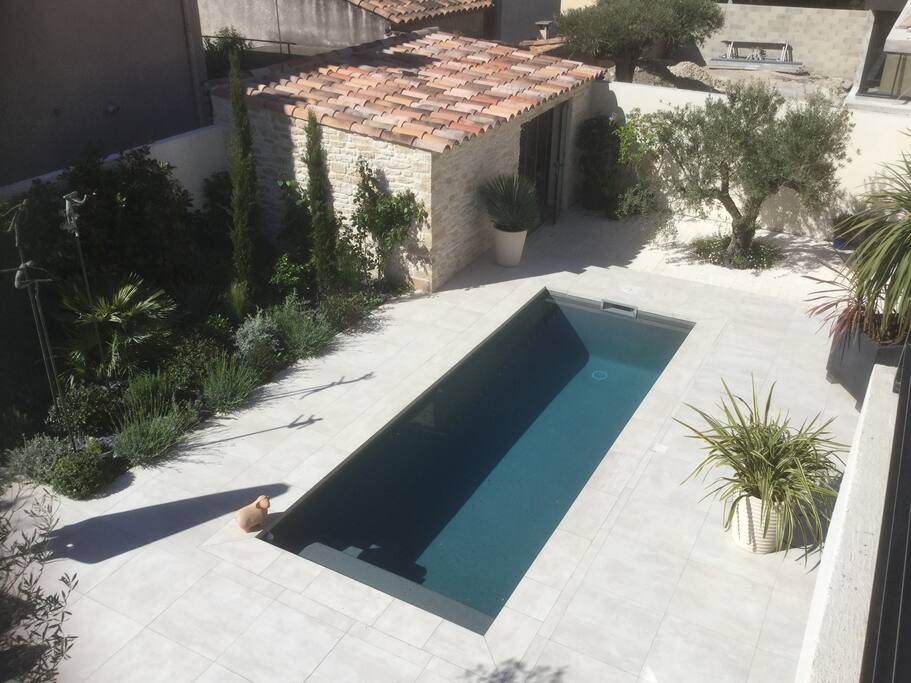 Piscine et petite maison des invites