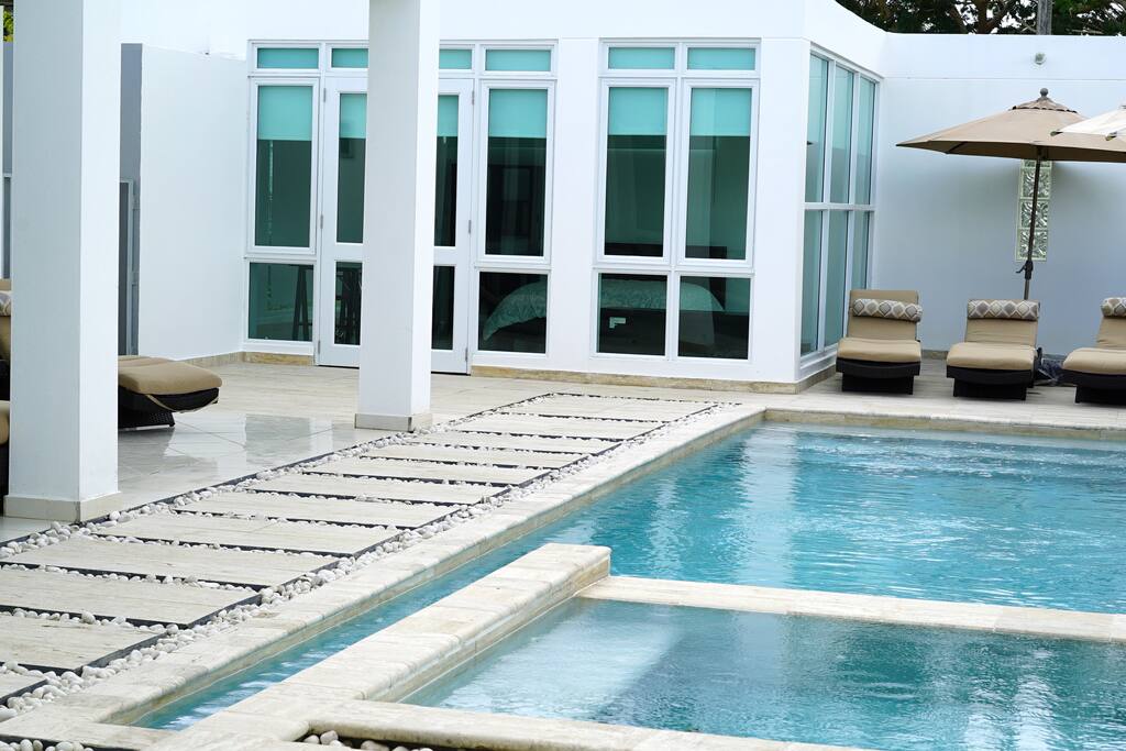 Modern Zen Room view from Pool