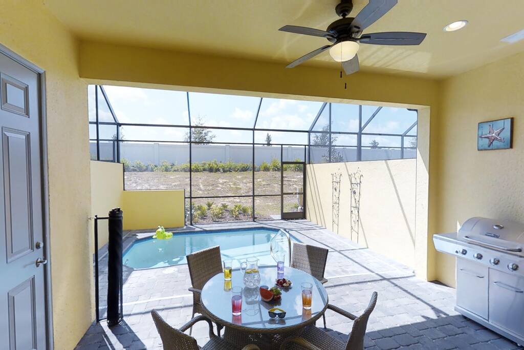 Patio with pool and grill