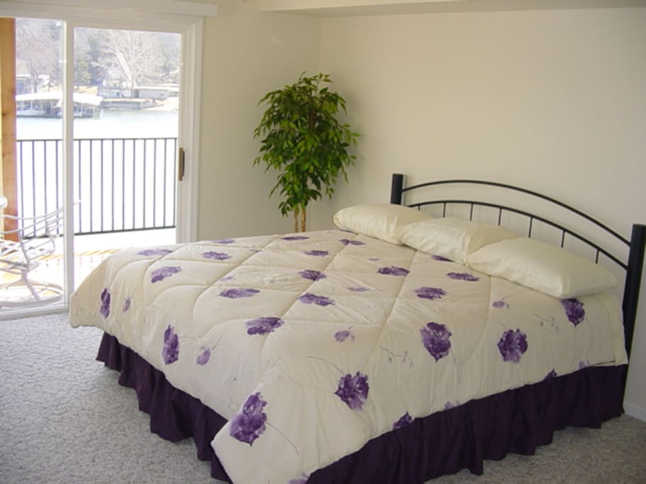 Master bedroom with king bed, private bath and deck access