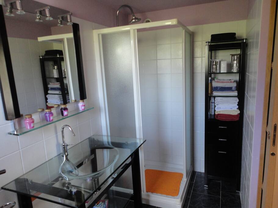 salle de moderne bien aménagée cabine de douche
