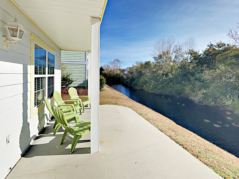 Enjoy your morning coffee in the 4 Adirondack chairs on the back patio overlooking the canal.