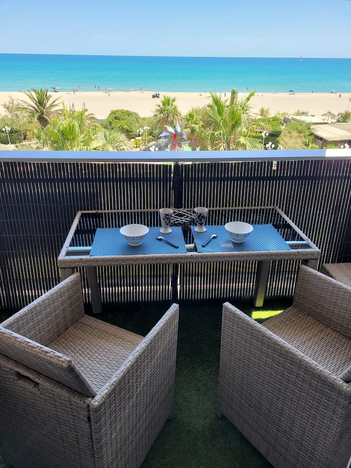 Studio Cozy Climatisé Face Mer 🌞⛱🌊🌴 - Canet-en-Roussillon