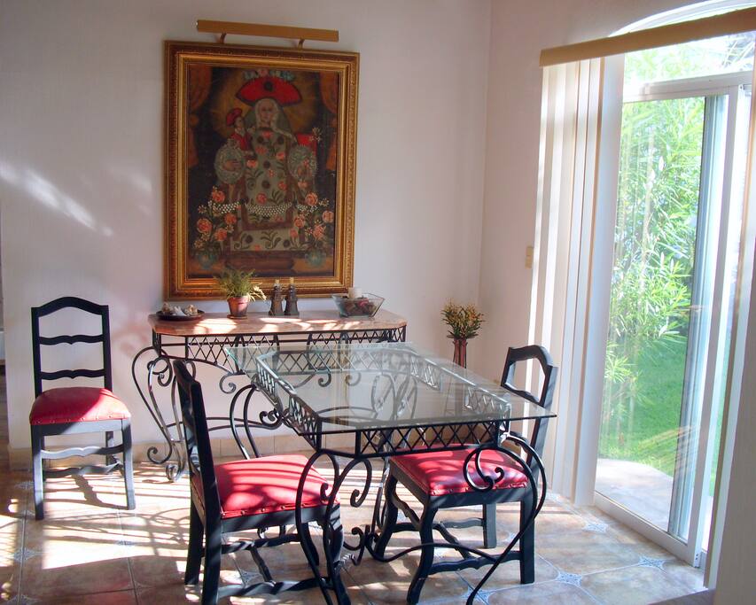 Dining area next to garden