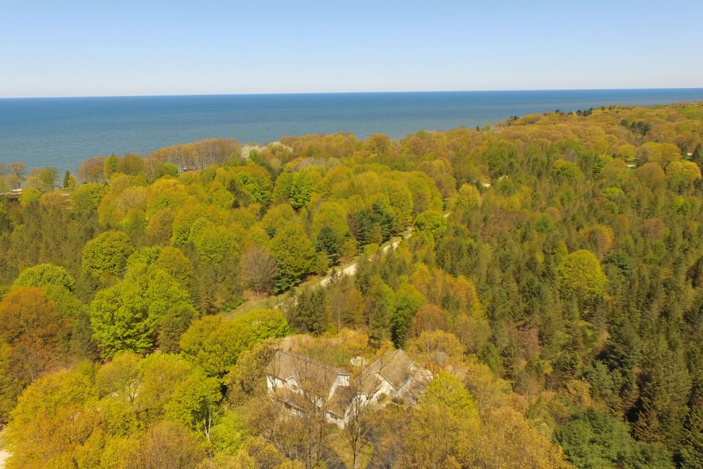 Ariel view of our home, close proximity to Lake Michigan