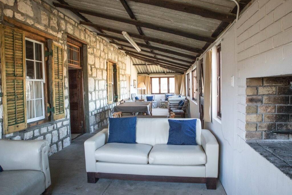 The lounge has a indoor barbeque.