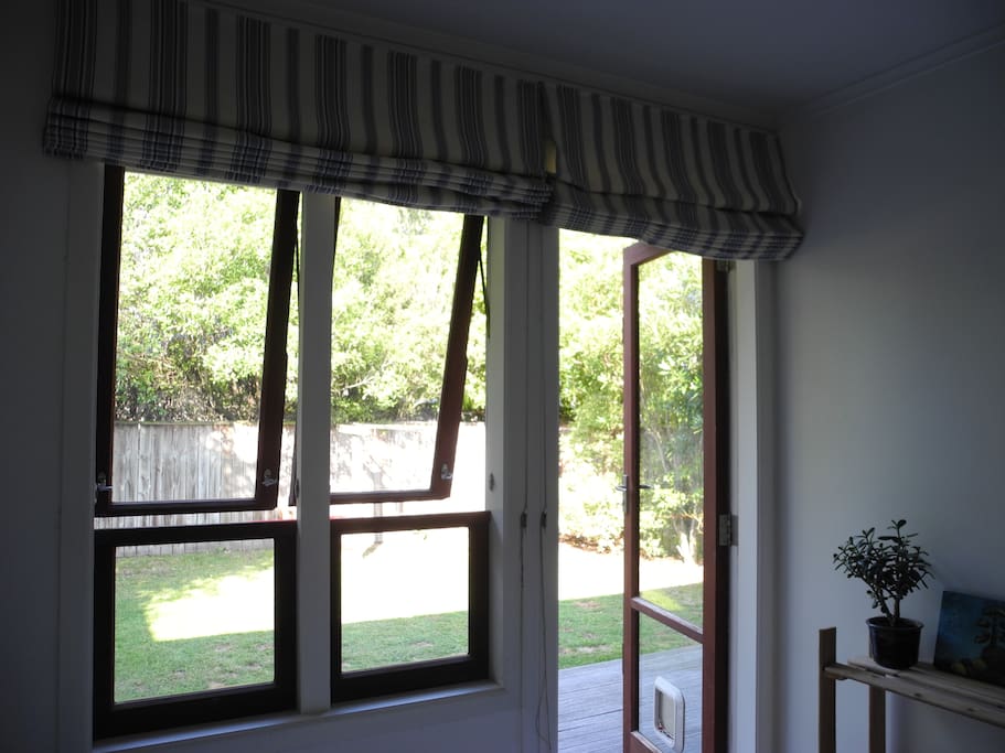 View of the deck and garden from the room
