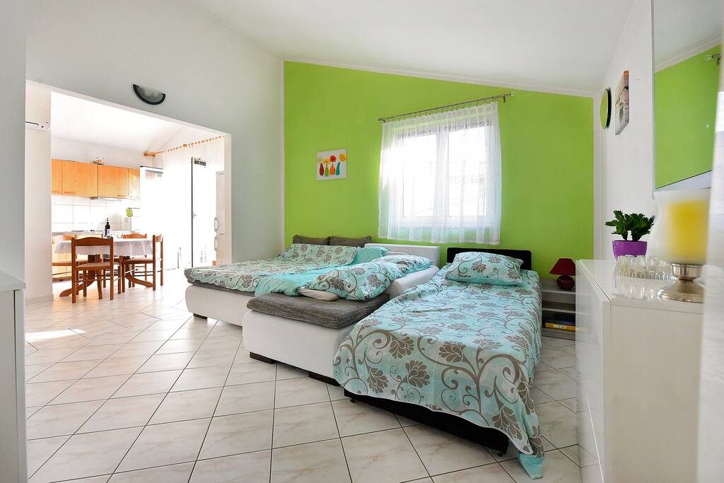 Bedroom and kitchen