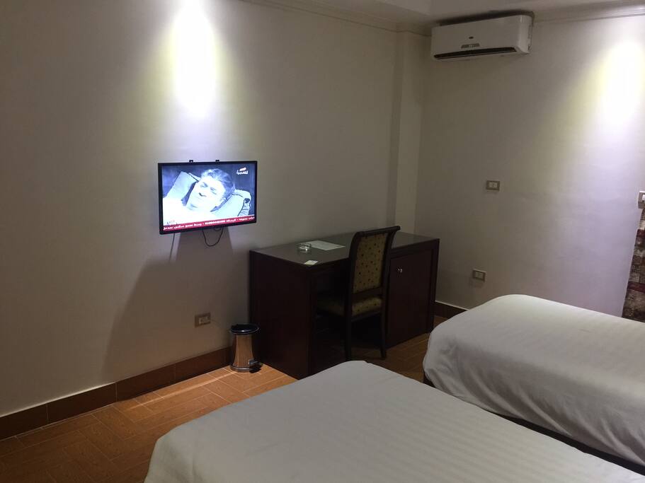 LCD and Desk with refrigerator - air condition