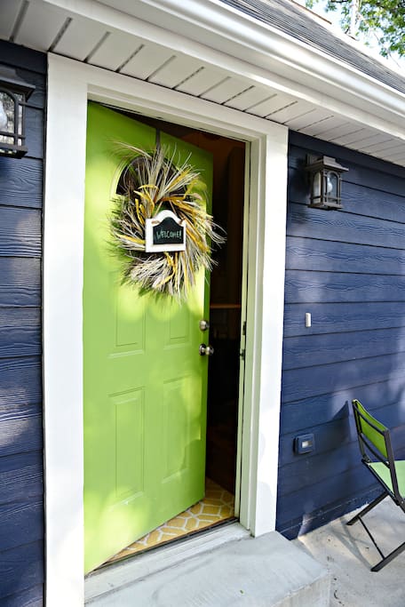 There is a Kevo deadbolt, so you can access it with a regular key or smartphone.