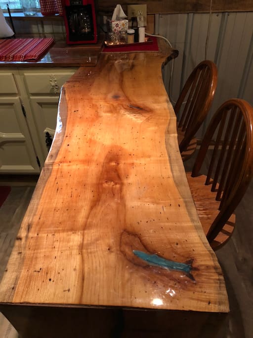 Live edge sweet gum bar with epoxy