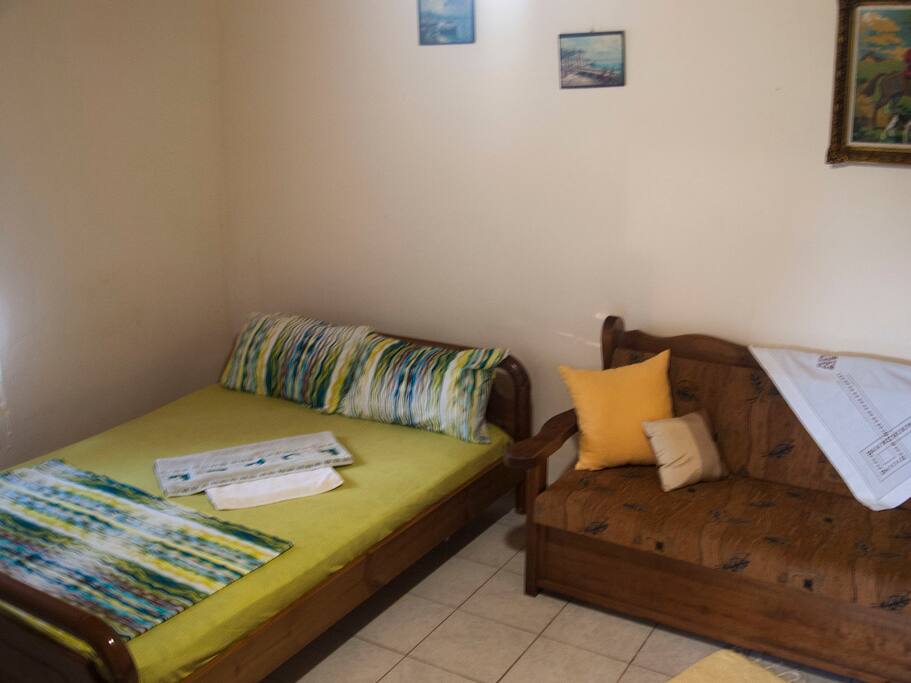 Double bed and sofa that converts to bed