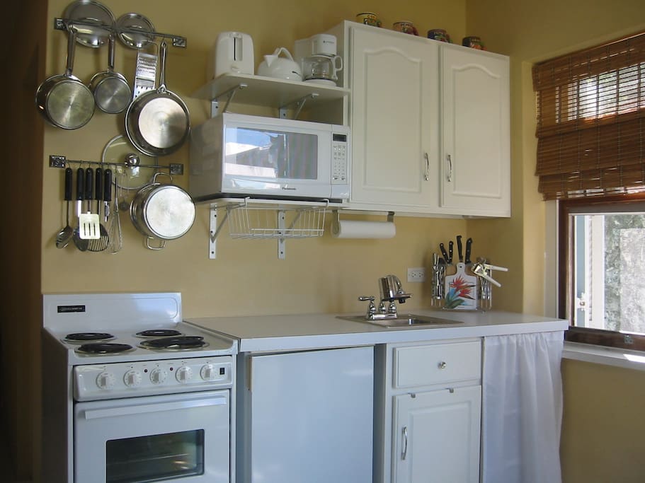 The efficient kitchen has everything you need to prepare meals