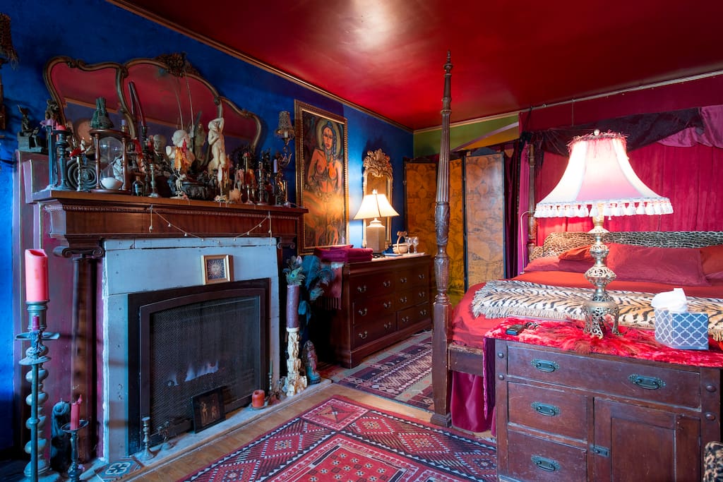 The fireplace is gas and can be turned on with the press of a button with the remote control so you have control of the temperature in your room.