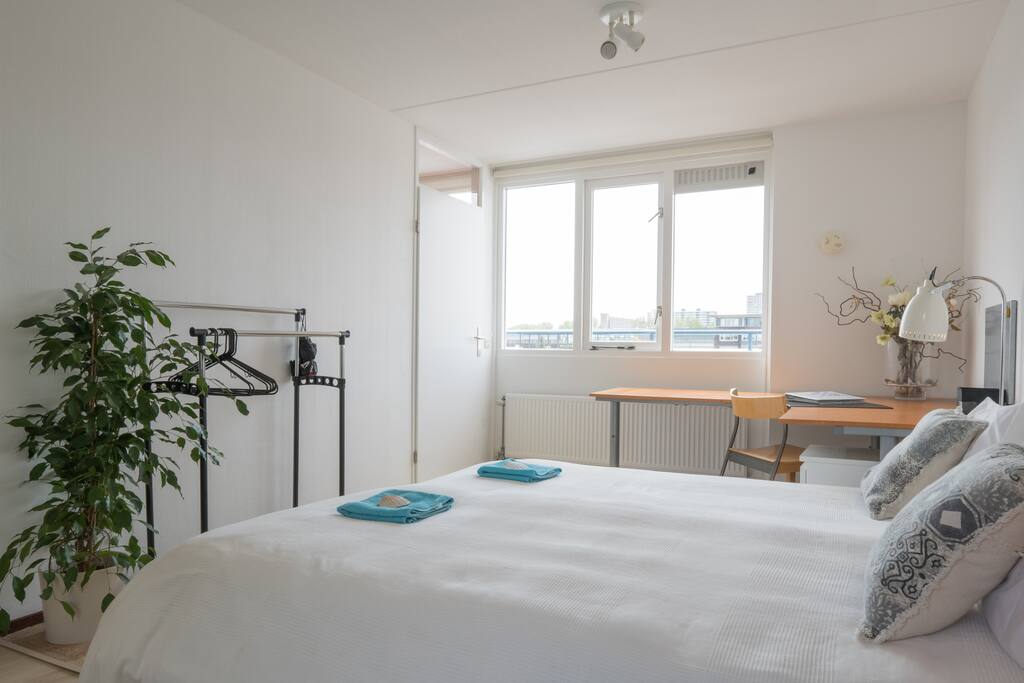 Comfortable bed, unlimited internet and your private terrace.