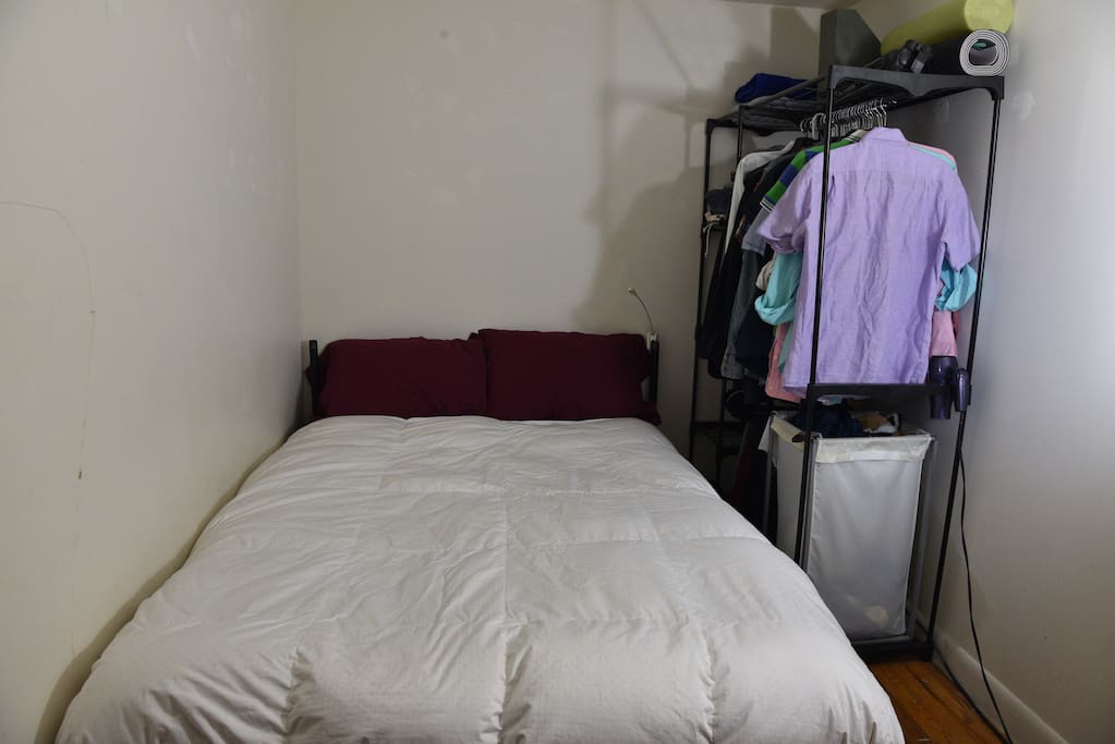 View of bed from the window.