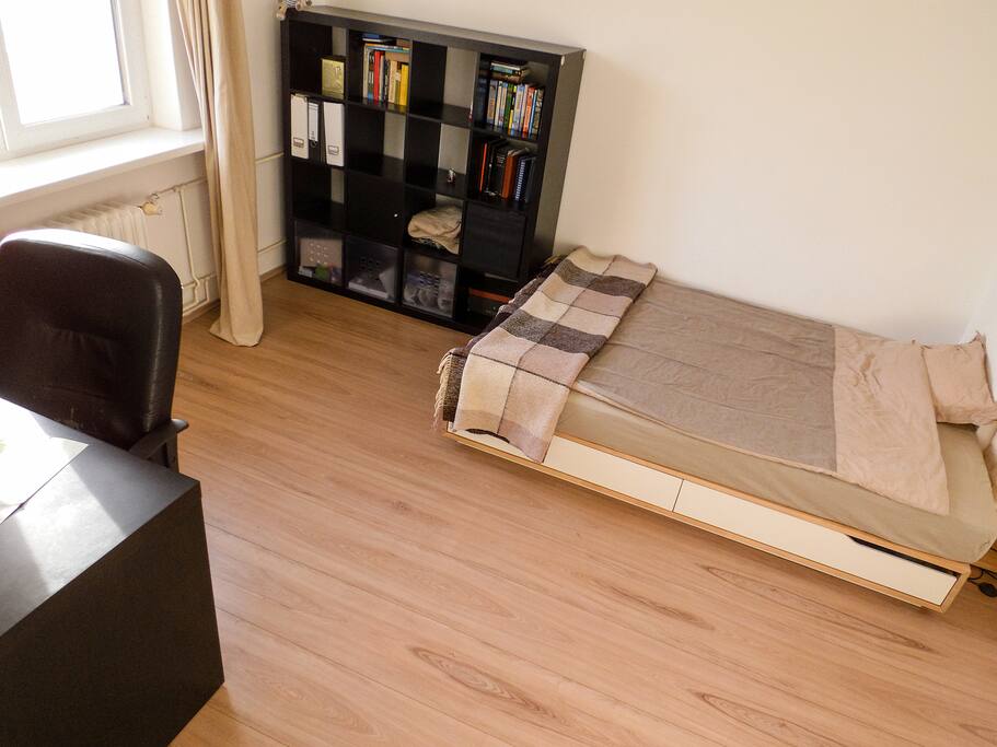 Your room, 16 sqm, view from entrance door to the room, you can lock it with key