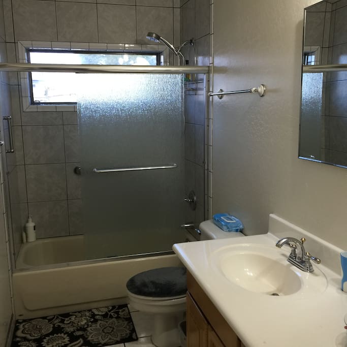 This bath room have two sinks ! Full bath room.