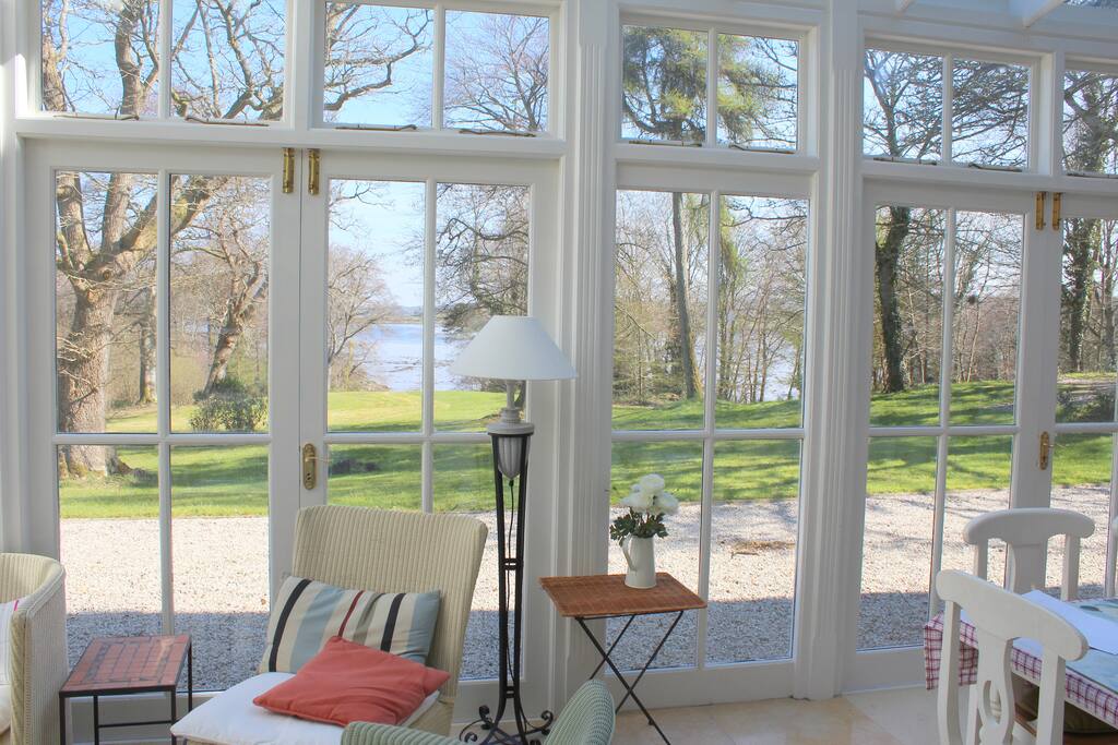 View from conservatory and dining area