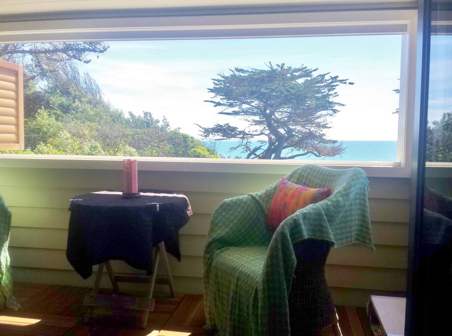 An indoor/outdoor room to enjoy any time of day, with a heater and blankets if you want to be snug.