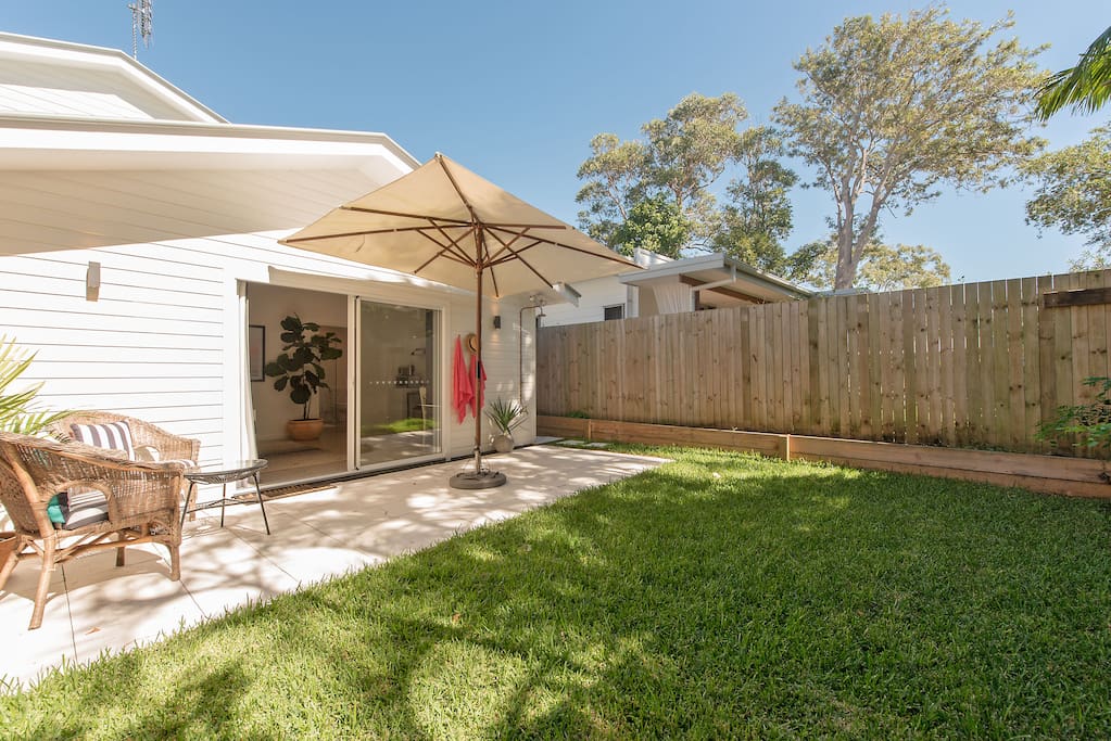 Private courtyard with outdoor shower